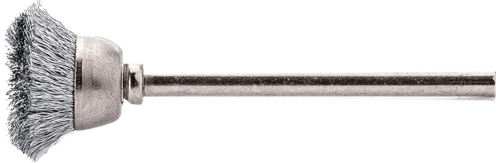 MICROCEPILLO DE COPA DE ACERO ONDULADO CON VÁSTAGO 3MM LESSMANN
