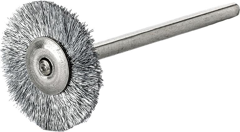 MICROCEPILLO CIRCULAR DE ACERO INOXIDABLE ONDULADO CON VÁSTAGO 3MM LESSMANN