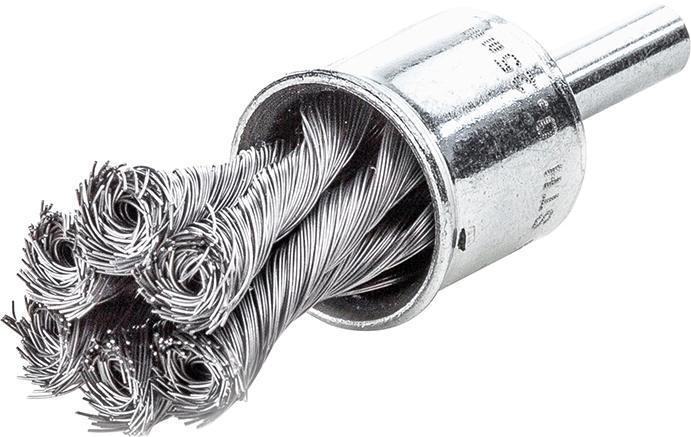 CEPILLO DE BROCHA DE ACERO TRENZADO CON VÁSTAGO 6MM LESSMANN