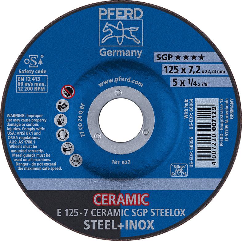 DISCO DE DESBASTE PARA ACERO INOXIDABLE CERAMIC SGP STEELOX PFERD