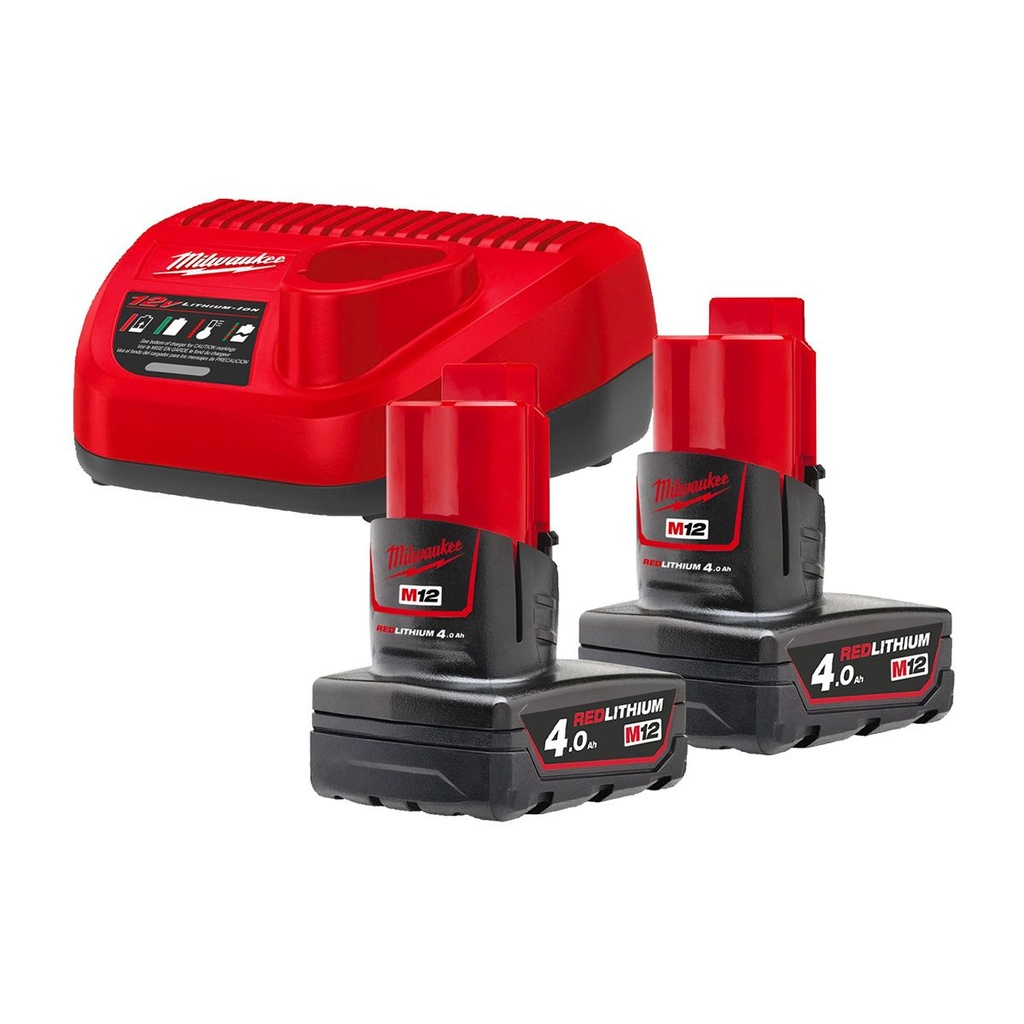 KIT 2 BATERÍAS M12B4 + CARGADOR C12C M12NRG-402