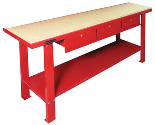 BANCO DE TRABAJO GR75 - ROJO 3 CAJONES