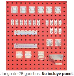 JUEGO DE GANCHOS PARA PANEL – 28 PIEZAS