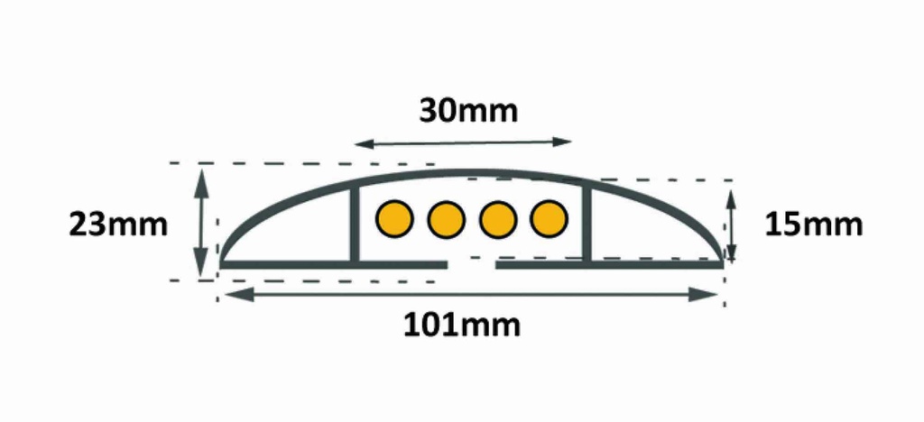 PASACABLES PARA SUELO INTERIOR CPB1025 - 101X23Ø30MM 5M