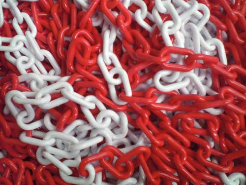 CADENA PLASTICO S2005G - ROJO/BLANCO Ø8MM 25M