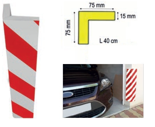 PROTECTOR DE ANGULO PU4015RB - ROJO/BLANCO 400X75X75X15