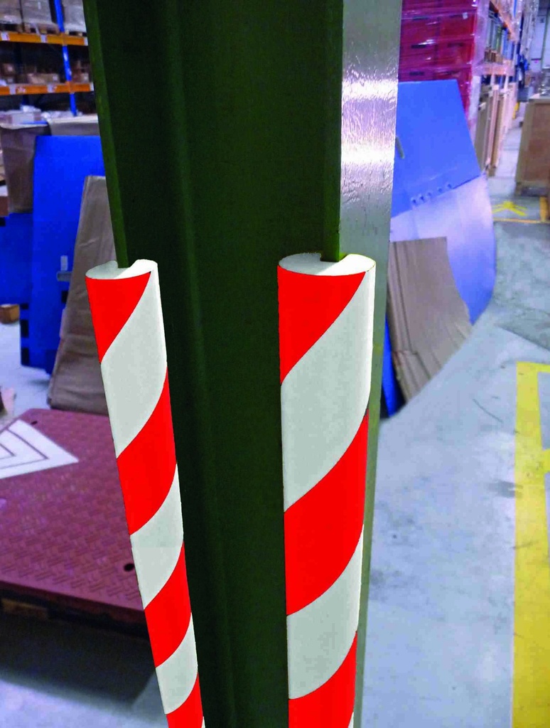 PROTECTOR VIGAS PU208RB - ROJO/BLANCO 750X40X(20X8)MM