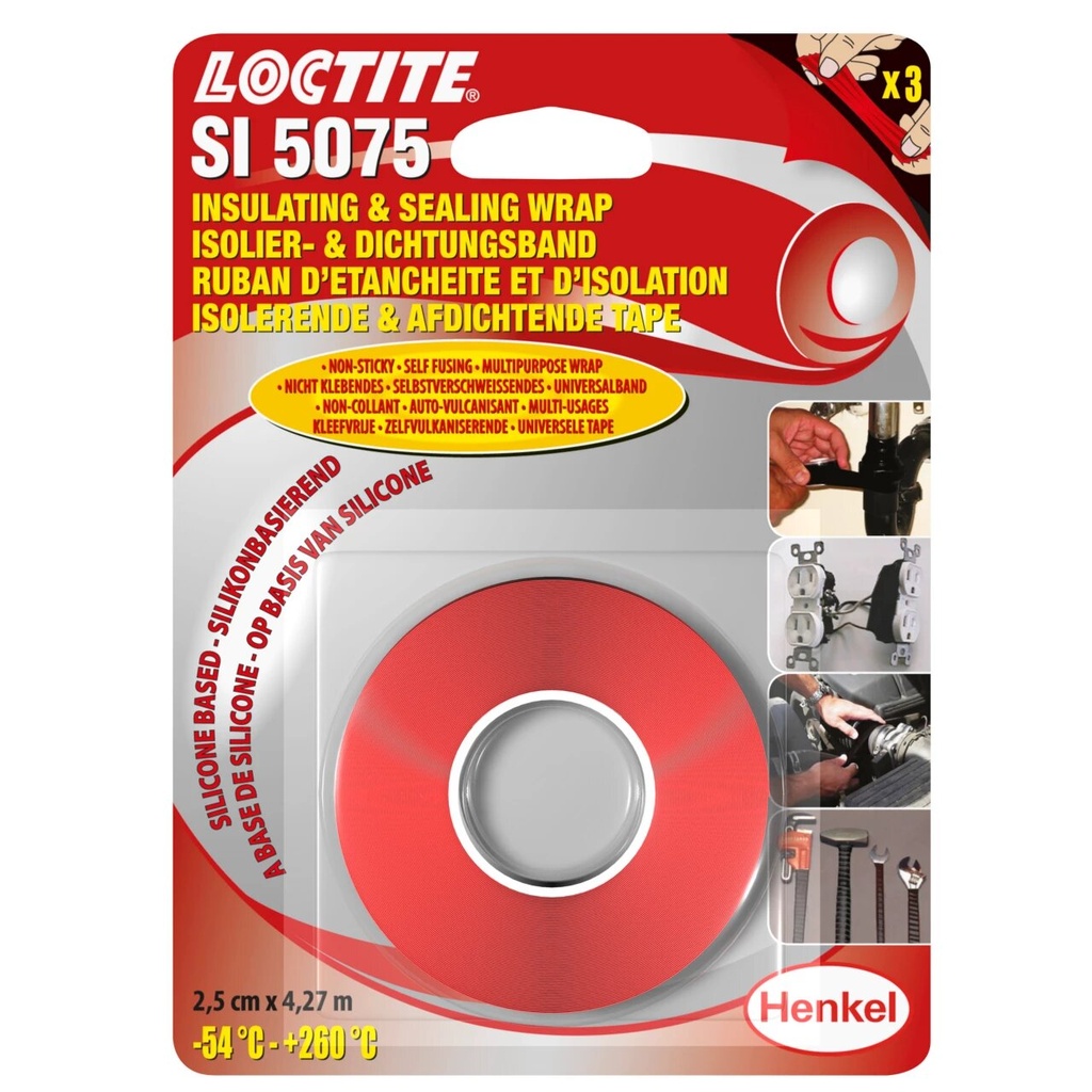 LOCTITE SI 5075 CINTA AISLANTE Y SELLADORA ROJA (Cinta 4,27 m x 2,5 cm)