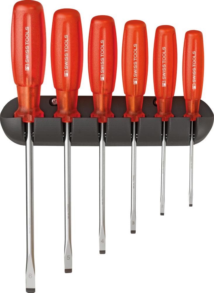 JUEGO DE DESTORNILLADORES 6 PIEZAS CABEZA PLANA EN SOPORTE MURAL MULTICRAFT PB SWISS TOOLS