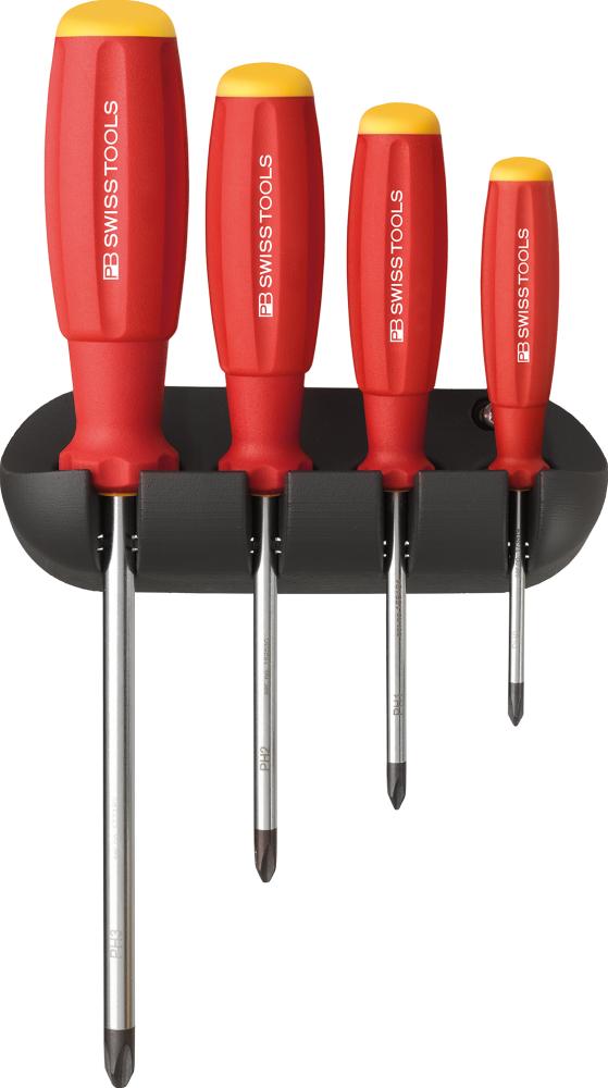 JUEGO DE DESTORNILLADORES 4 PIEZAS PH EN SOPORTE MURAL SWISSGRIP PB SWISS TOOLS