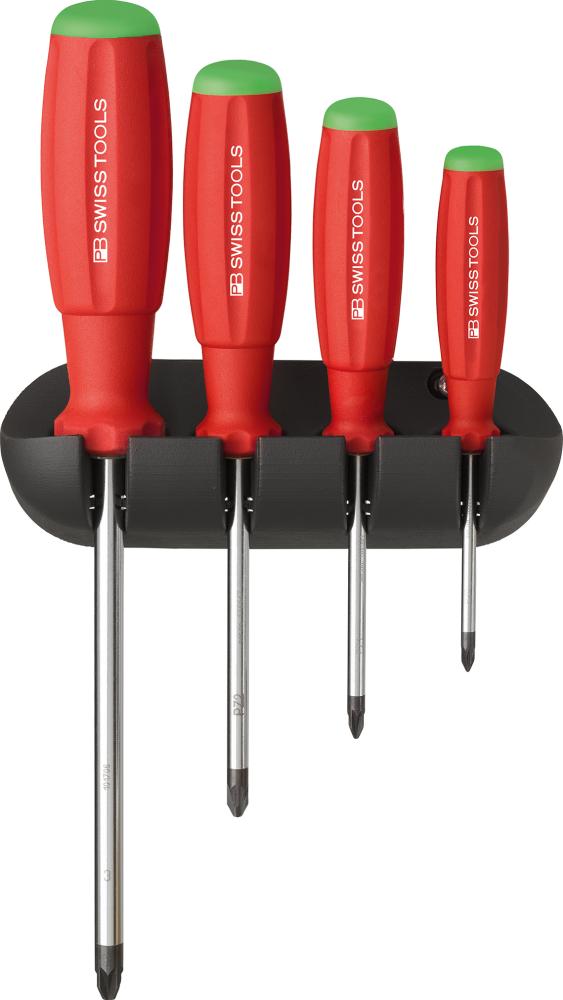 JUEGO DESTORNILLADORES 4 PIEZAS PZ EN SOPORTE MURAL SWISSGRIP PB SWISS TOOLS