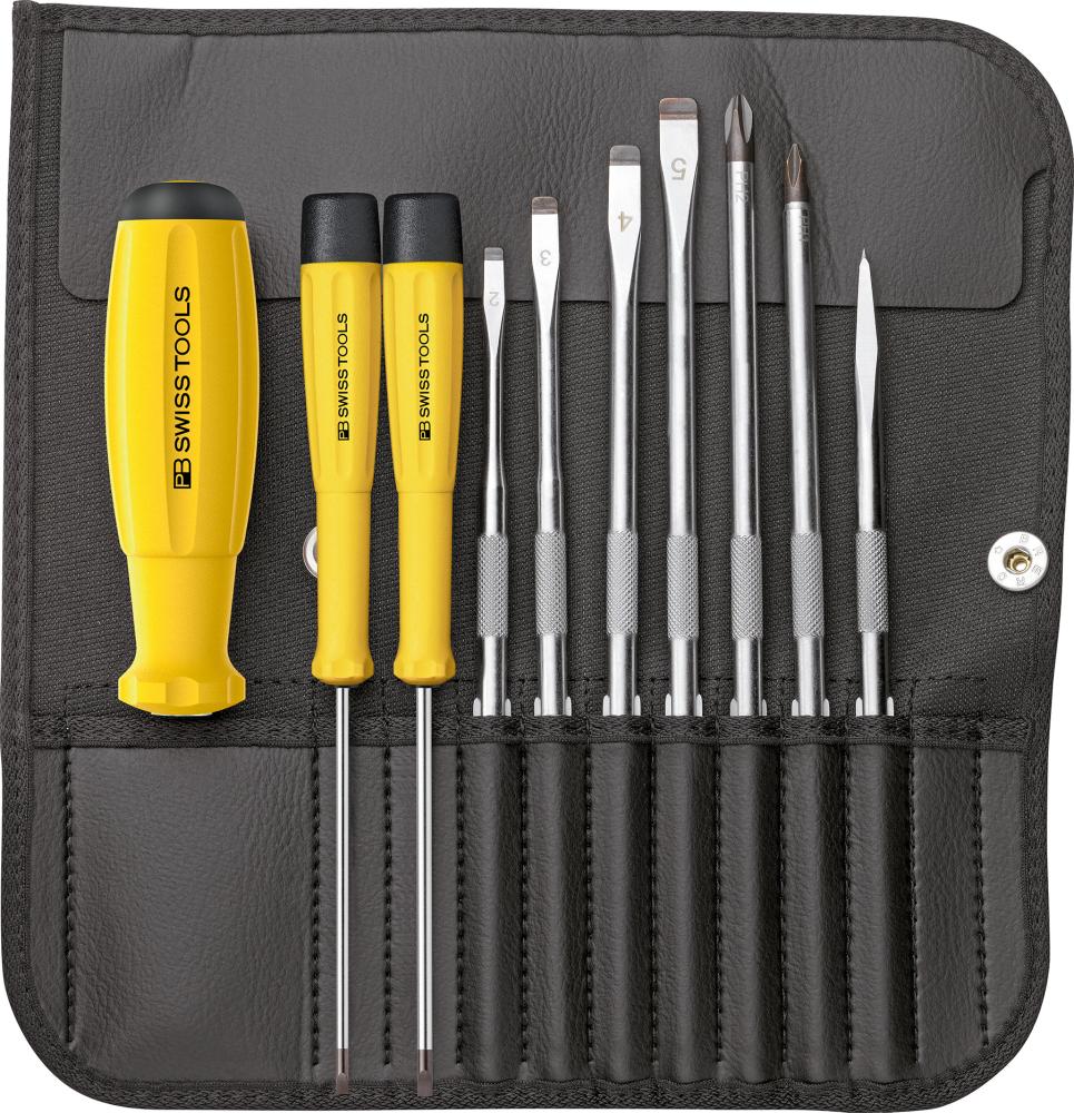 JGO DESTORN. ANTIESTÁTICO CON VARILLAS INTERCAMB. 10 PZAS, BOLSA ENROLLABLE PB SWISS TOOLS