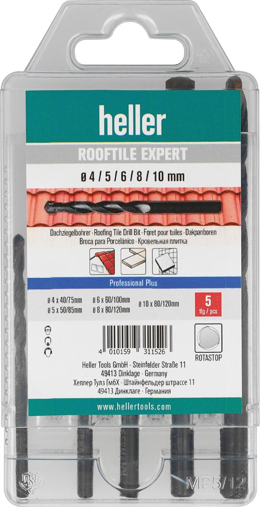 JUEGO BROCAS P. TEJAS ROOFTILE EXPERT 5 PZAS., 4/5/6/8/10MM HELLER