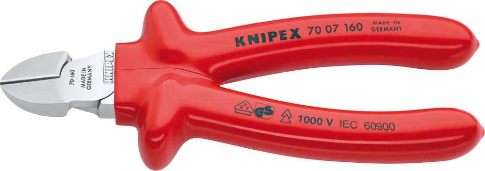 ALICATE DE CORTE DIAGONAL CROMADO 180MM AISLADOS POR INMERSIÓN KNIPEX