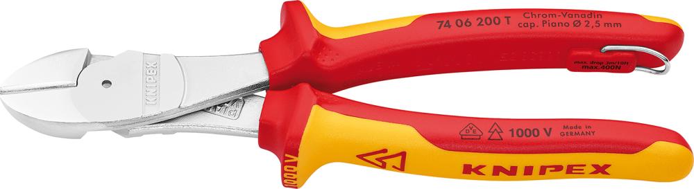 CORTAALAMBRES DE FZA. VDETT 200MM CON MANGO DE PLAST.  KNIPEX