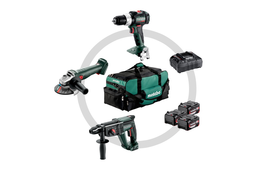 COMBO SET CONSTRUCCION 3.1 METABO (BOLSA PARA HERRAMIENTAS; SB 18 LT BL + W 18 L 9-125 QUICK + KH 18 LTX 24)