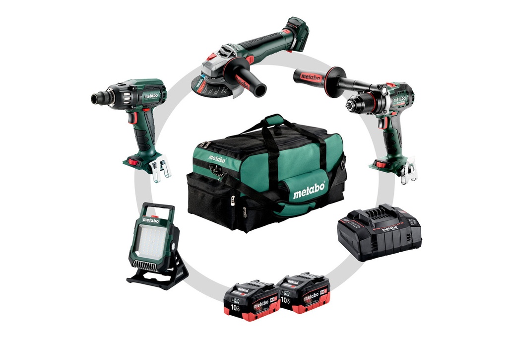 COMBO SET 4.3.2 18 V METABO (BS 18 LTX BL I + SSW 18 LTX 400 BL + WB 18 LT BL 11-125 Q + BSA 18 LED 4000)