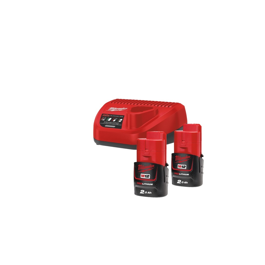 PACK 2 BATERÍAS M12B2 + CARGADOR C12C MILWAUKEE M12NRG-202