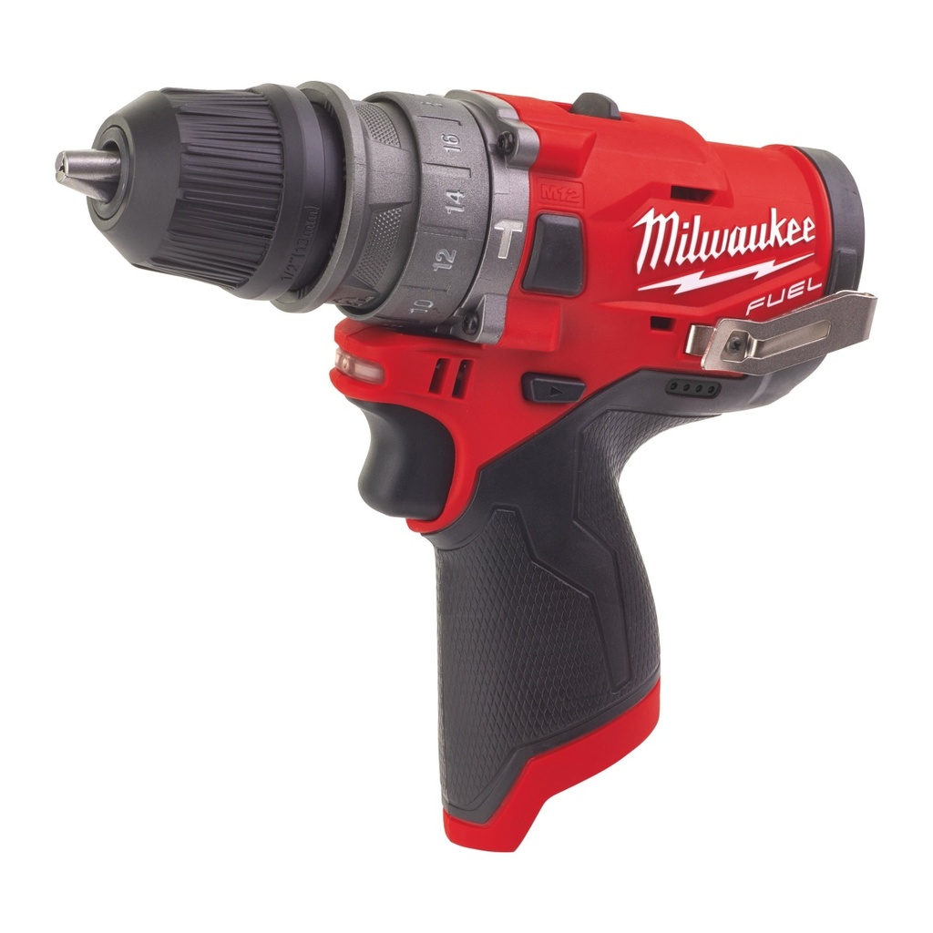 TALADRO PERCUTOR SUBCOMPACTO M12 FUEL™ CON PORTABROCAS DESMONTABLE, 2 VELOCIDADES, PAR MÁXIMO 37/44NM. INCLUYE PORTABROCAS METÁLICO 13MM. SE SUMINISTRA EN VERSIÓN CERO, SIN BATERÍAS NI CARGADOR M12FPDX-0