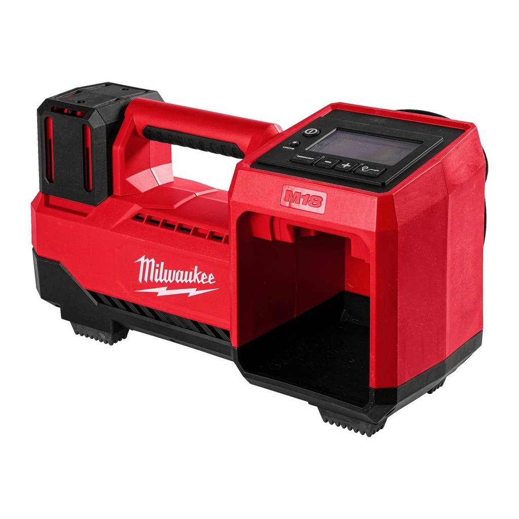 INFLADOR M18™, PRESIÓN MÁXIMA 10,3BAR (150PSI), PRECISIÓN ±1%, LONGITUD DE LA MANGUERA 920MM, CICLO DE TRABAJO 33% A 5,5BAR. INCLUYE AGUJA DE BALÓN, PUNTA PRESTA, BOQUILLA DE INFLADO Y BOQUILLA SCHRADER. SE SUMINISTRA EN VERSIÓN CERO, SIN BATERÍAS NI CARGADOR M18BI-0