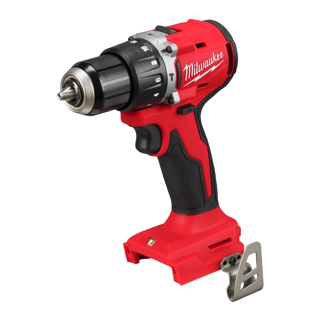 TALADRO PERCUTOR COMPACTO SIN ESCOBILLAS M18™, 2 VELOCIDADES, PAR MÁXIMO 60,5NM, PORTABROCAS METÁLICO 13MM, LONGITUD TOTAL 145MM. SE SUMINISTRA EN VERSIÓN CERO, SIN BATERÍAS NI CARGADOR, EN HD-BOX M18BLPDRC-0X