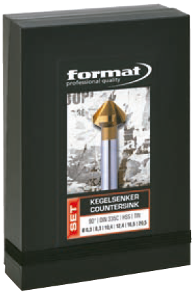 JUEGO AVELLANADORES CÓNICOS DIN335-C HSS 90º EN ENVASE SOSTENIBLE FORMAT