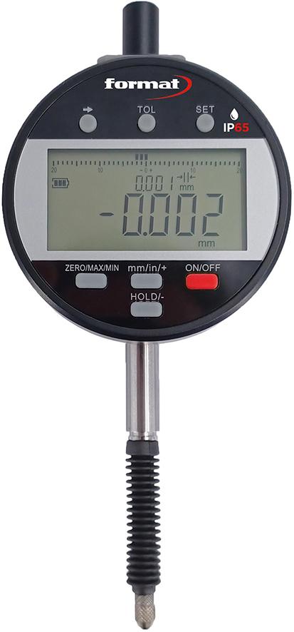 RELOJ COMPARADOR DIGITAL IP65 12,5/0,01MM CON BATERÍA RECARGABLE FORMAT