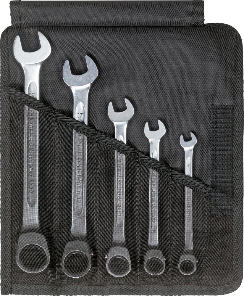 JUEGO DE LLAVES CARRACA REVERSIBLE 5PZAS 8-19MM, BOLSA ENROLLABLE STAHLWILLE