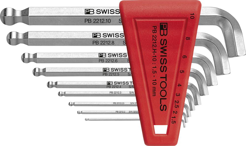 JUEGO LLAVES ALLEN EN SOPORTE PLÁSTICO PTA ESFÉR Y VARILLA ACORTADA PB SWISS TOOLS