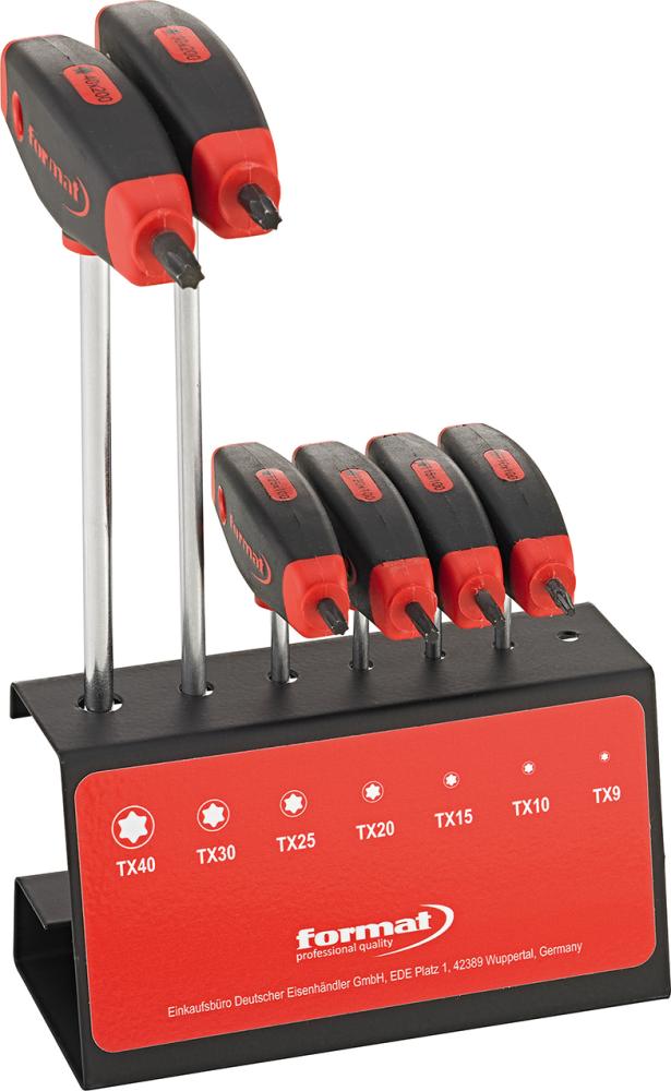 JUEGO DE DESTORNILLADORES TORX MANGO EN T CON ARRASTRE LATERAL 6 PIEZAS T10-T40 FORMAT
