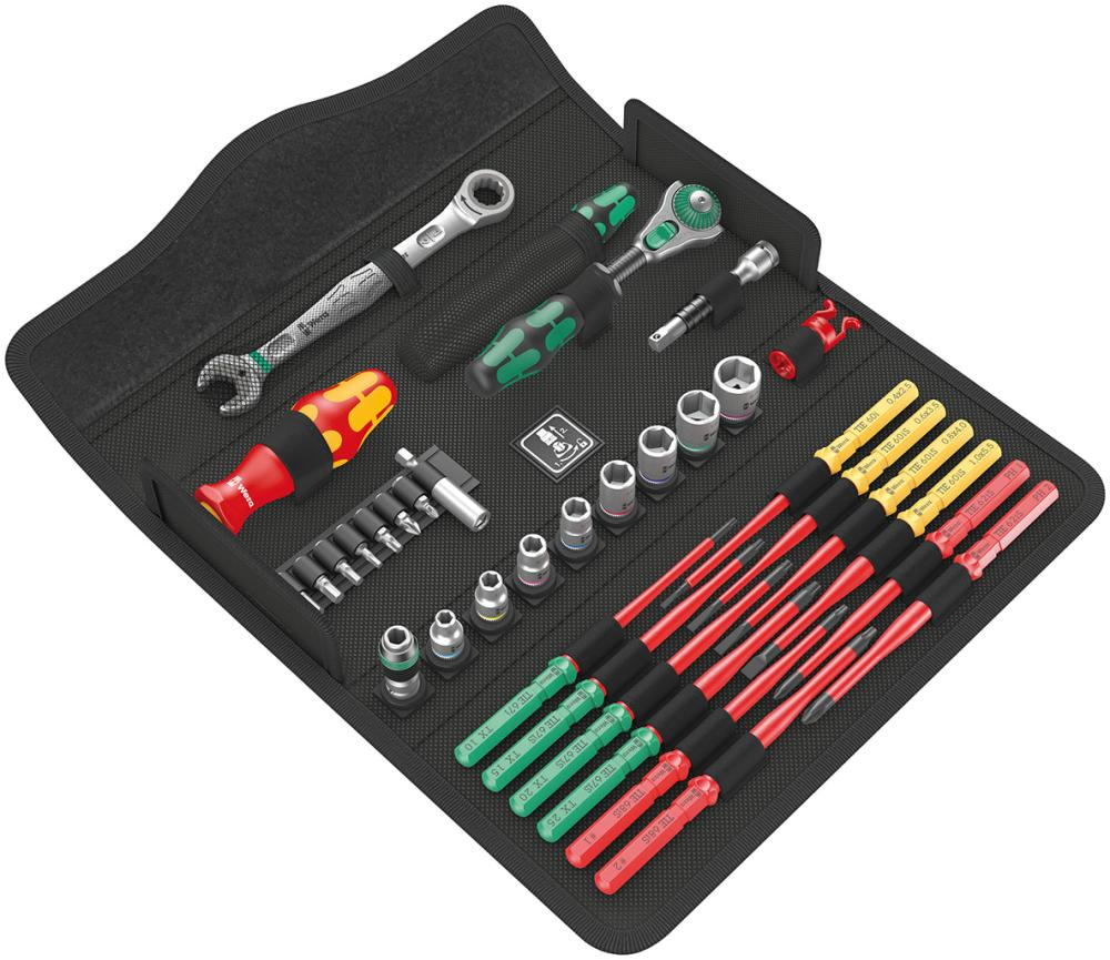 SURTIDO DE HERRAMIENTAS W1 PULGADAS MANTENIMIENTO 35 PIEZAS EN CAJA TEXTIL WERA