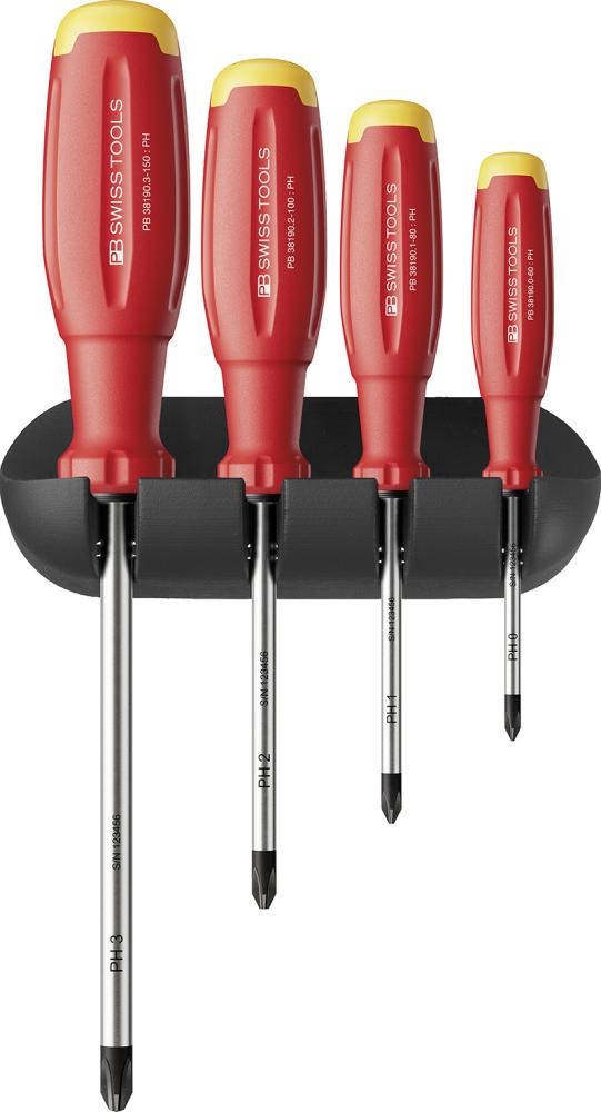 JUEGO DESTORNILLADORES 4 PIEZAS PH EN SOPORTE MURAL SWISSGRIP EVO PB SWISS