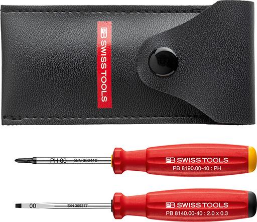 JUEGO DE DESTORNILLADORES MINI PH00 + PLANO 0,3X2MM DE 2 PIEZAS EN ESTUCHE PB SWISS TOOLS