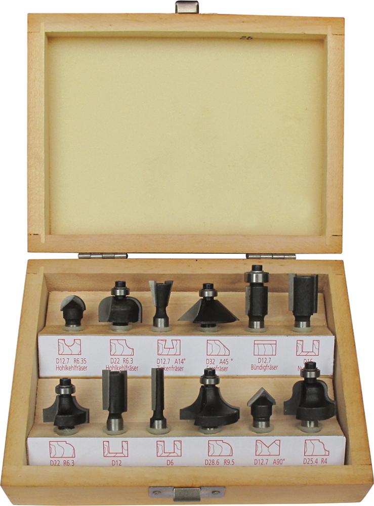 JUEGO DE FRESAS HW 12PZA. S8 EN CAJA DE MADERA FORTIS