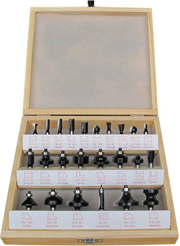 JUEGO DE FRESAS HW 24PZA. S8 EN CAJA DE MADERA FORTIS