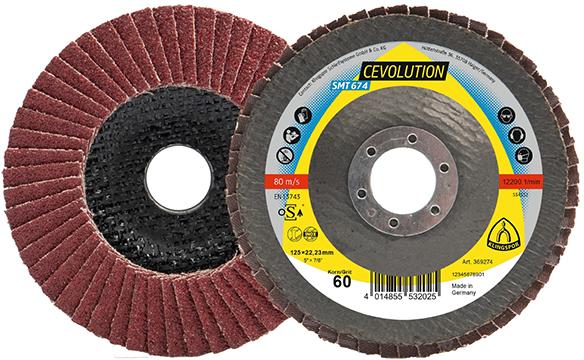 DISCO ABRASIVO DE LÁMINAS SMT 674 SUPRA 125X22,23MM CORINDÓN CERÁMICO CONVEXO KLINGSPOR