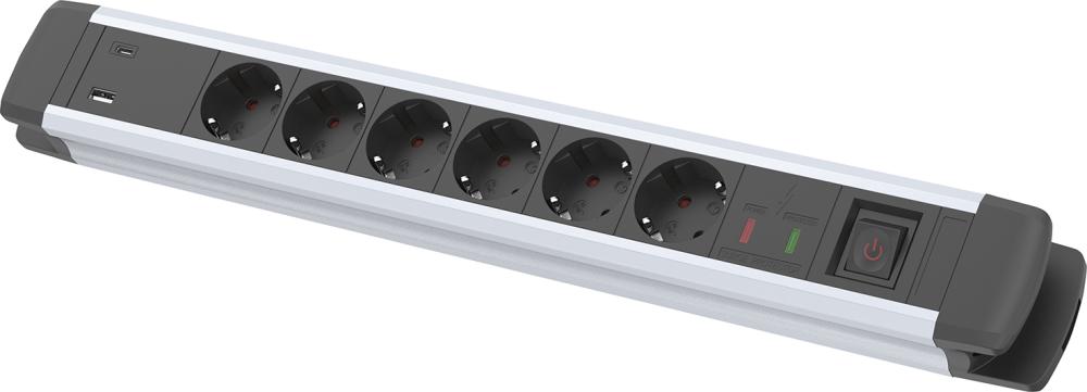 REGLETA 6 TOMAS H05VV-F3G1,5 1,6M CON USB FORTIS