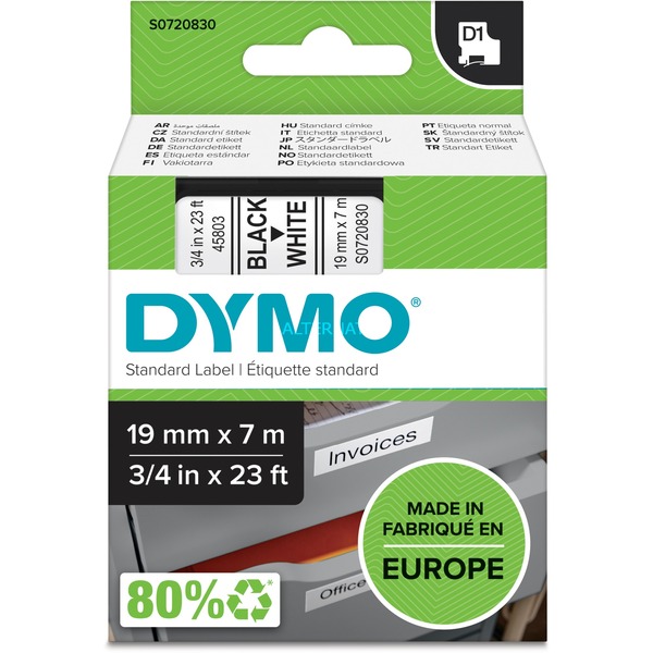 CARTUCHO DE CINTA NEGRO  RZ/BLANCO19MMX7M DYMO