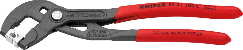 TENAZAS ABRAZADERA PARA  ABRAZADERA TUBO FLEXIBLETIPO CLIC MANGO CONDE PLASTICO 180MM  KNIPEX