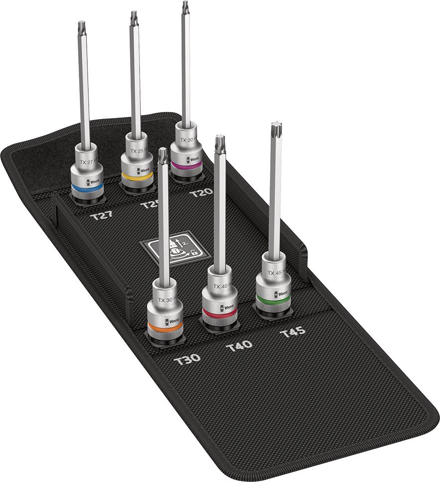 JGO. PUNTAS DEST.        CON FUNCION DE SUJECION1/2" TX-HF20-45X140MM6 PIEZAS  WERA