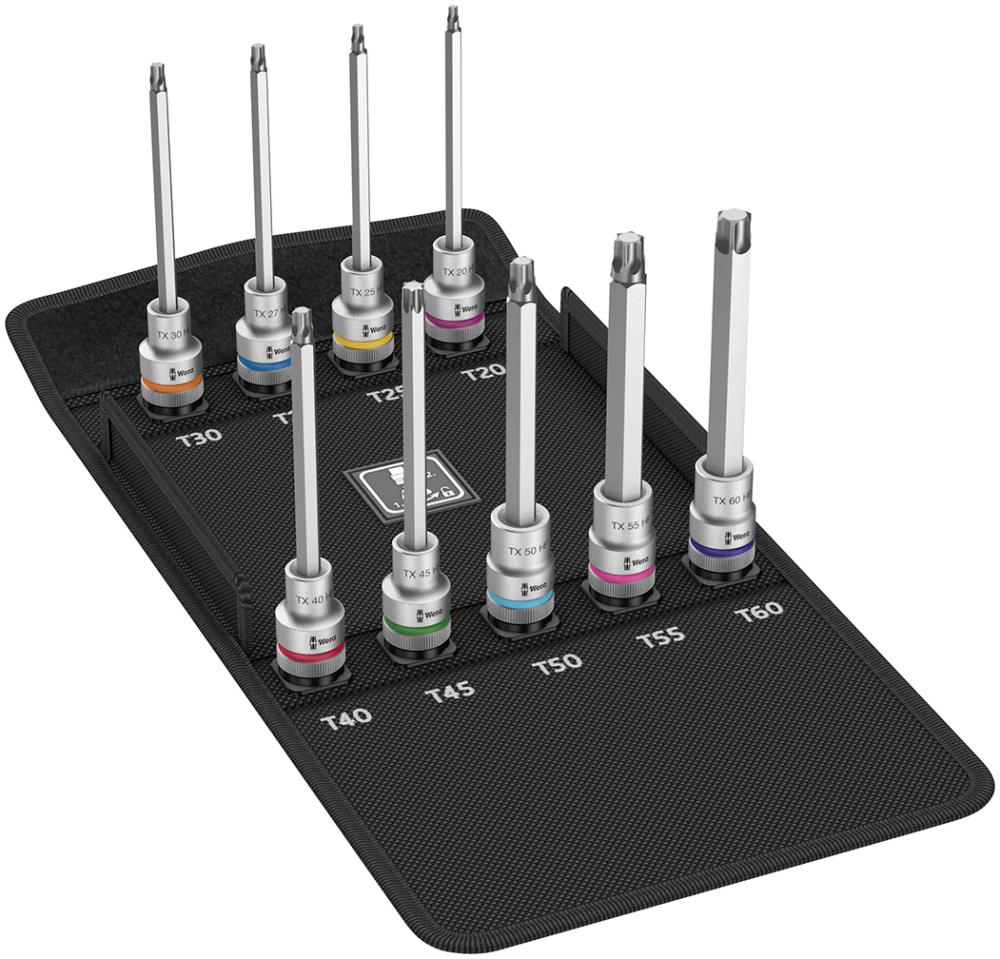 JGO. PUNTAS DEST.        CON FUNCION DE SUJECION1/2" TX-HF20-60X140MM9 PIEZAS  WERA