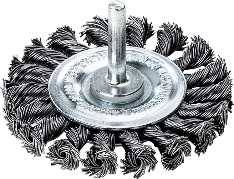 CEPILLO REDONDO CON VÁSTAGO AC. INOX. TRENZ. 75X0,5MM LESSMANN