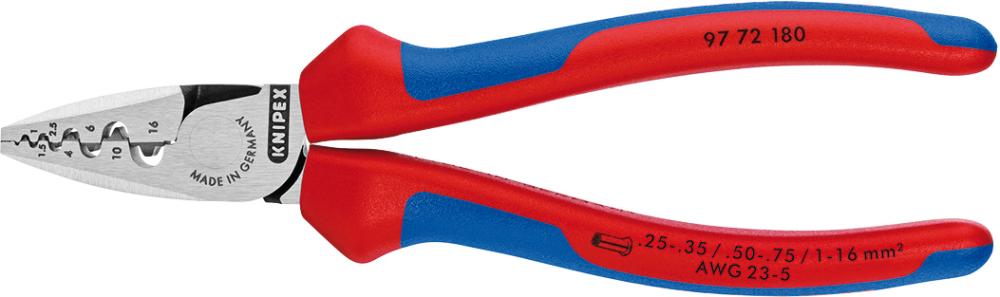 ALICATES PARA VIROLAS    DE CABLE MANGO DEVARIOS COMPONENTES 180MM  KNIPEX