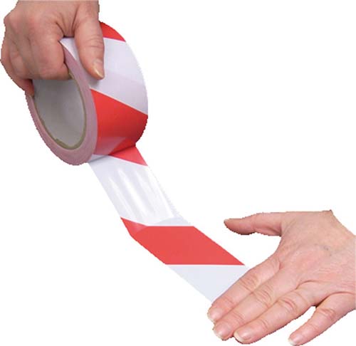 [P-854 758136869] BANDA ADHESIVA PAVIMENTOS 5001WR - ROJO/BLANCO 50MM 33M