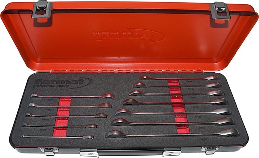 [7657311200] JUEGO DE LLAVES CARRACA RECTO 8-19MM DE 12 PCS CAJA METAL FORMAT