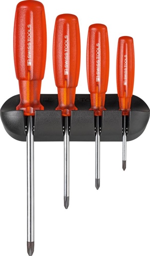 [7665910075] JUEGO DESTORNILLADORES 4 PIEZAS PH EN SOPORTE MURAL MULTICRAFT PB SWISS TOOLS