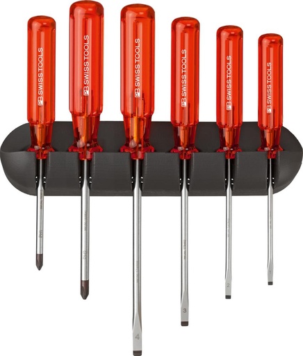 [7665910060] JUEGO DESTORNILLADORES 6 PIEZAS PLANO PH EN SOPORTE MURAL CLASSIC PB SWISS TOOLS