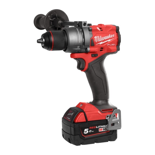 [P-1429 4933479860] TALADRO PERCUTOR M18 FUEL™, 2 VELOCIDADES, PAR MÁXIMO 158NM, PORTABROCAS METÁLICO 13MM, EMBRAGUE MECÁNICO, AUTOSTOP™, LONGITUD TOTAL 175MM. SE SUMINISTRA CON 2 BATERÍAS M18B5 Y CARGADOR RÁPIDO M12-18FC, EN HD-BOX M18FPD3-502X