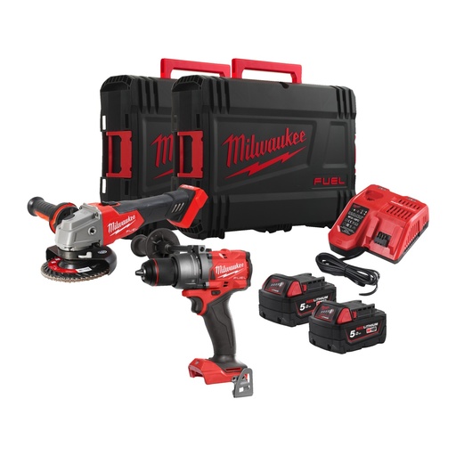 [P-1429 4933492516] M18FPD3 + M18FSAG125X. SE SUMINISTRA CON 2 BATERÍAS M18B5 Y CARGADOR RÁPIDO M12-18FC, EN 2 HD-BOXES M18FPP2E3-502X
