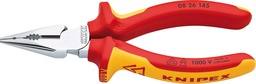 [516D0145] ALICATE COMBINADO DE     PUNTA VDE CROMADO 145MMCON MANGO PLASTICO KNIPEX